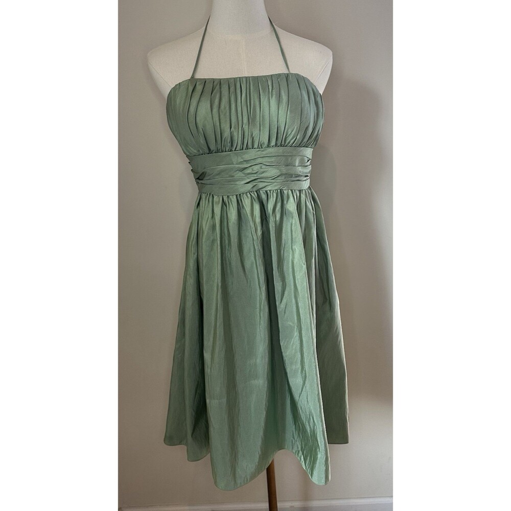 NWT Bill Levkoff 8 Sage Green Strapless Taffeta Bridesmaid Dress Sample Party